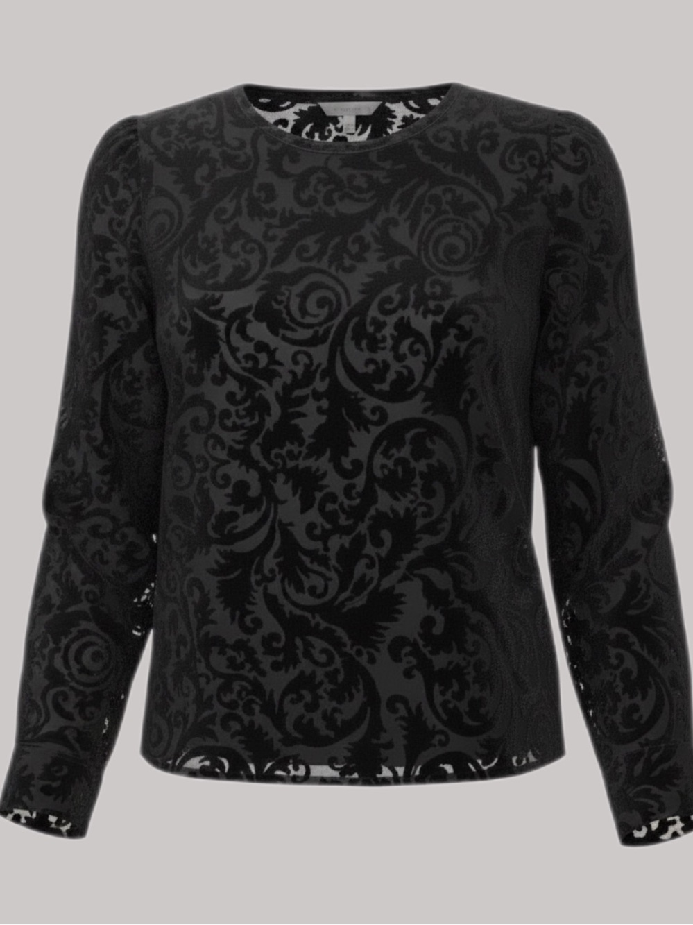 Talbots Black Velvet Burnout Victorian Whimsigoth Blouse with Velvet Buttons